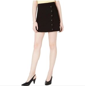 Maison Jules Black Scalloped Detail Mini Buttoned Skirt